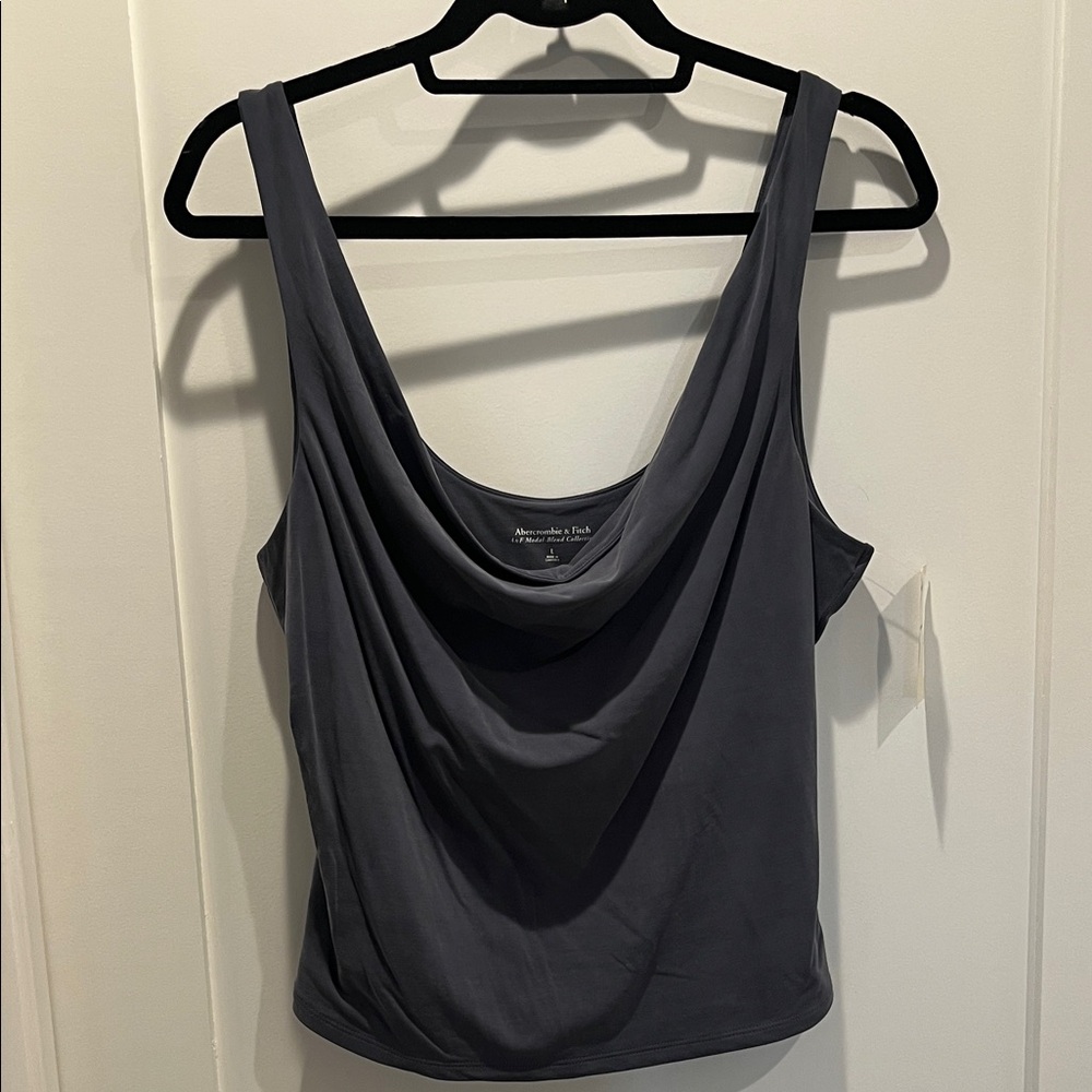 Abercrombie & Fitch Draped Neck Tank Top - Steel Blue